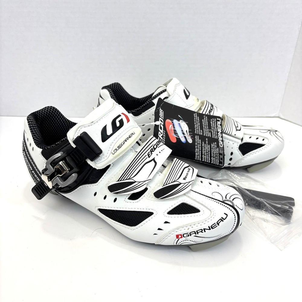Louis Garneau Ergo Air Revo XR2 Road Shoes Womens 6.5 White Rachet 3-Bolt Cycle
